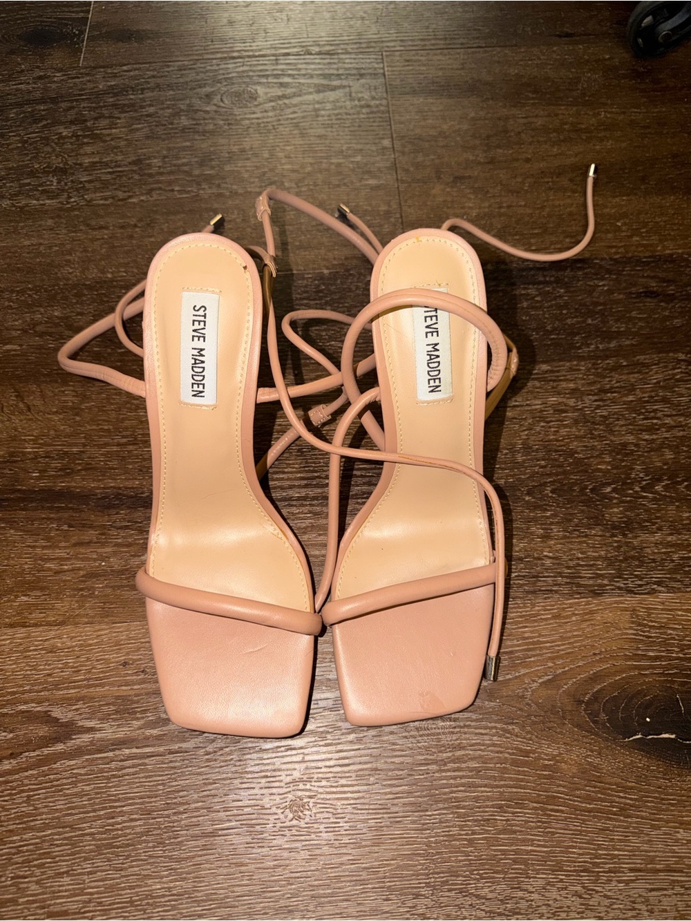 Steve Madden Blush Strappy Square-Toe Lace-Up Heels